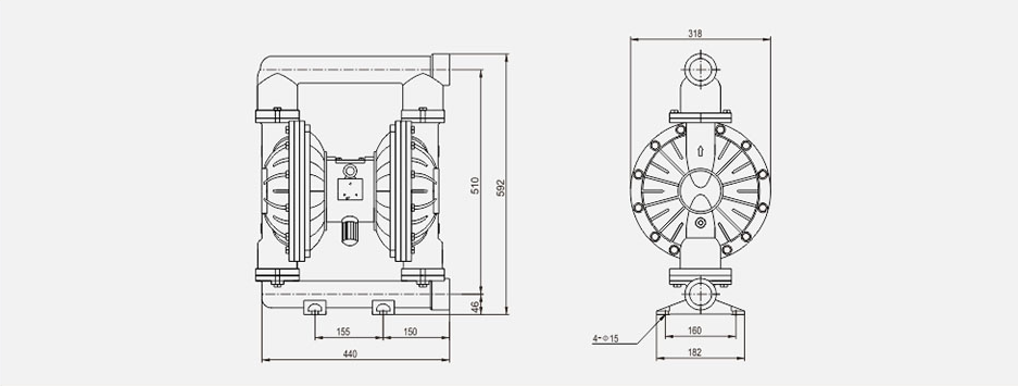 气动隔膜泵QBK-50不锈钢泵201-尺寸