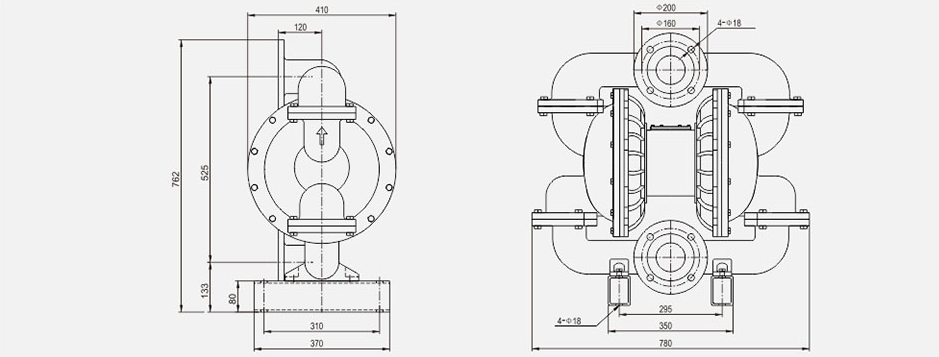 气动隔膜泵QBK-80不锈钢泵201-尺寸
