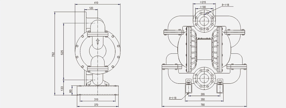 气动隔膜泵QBK-100不锈钢泵201-尺寸